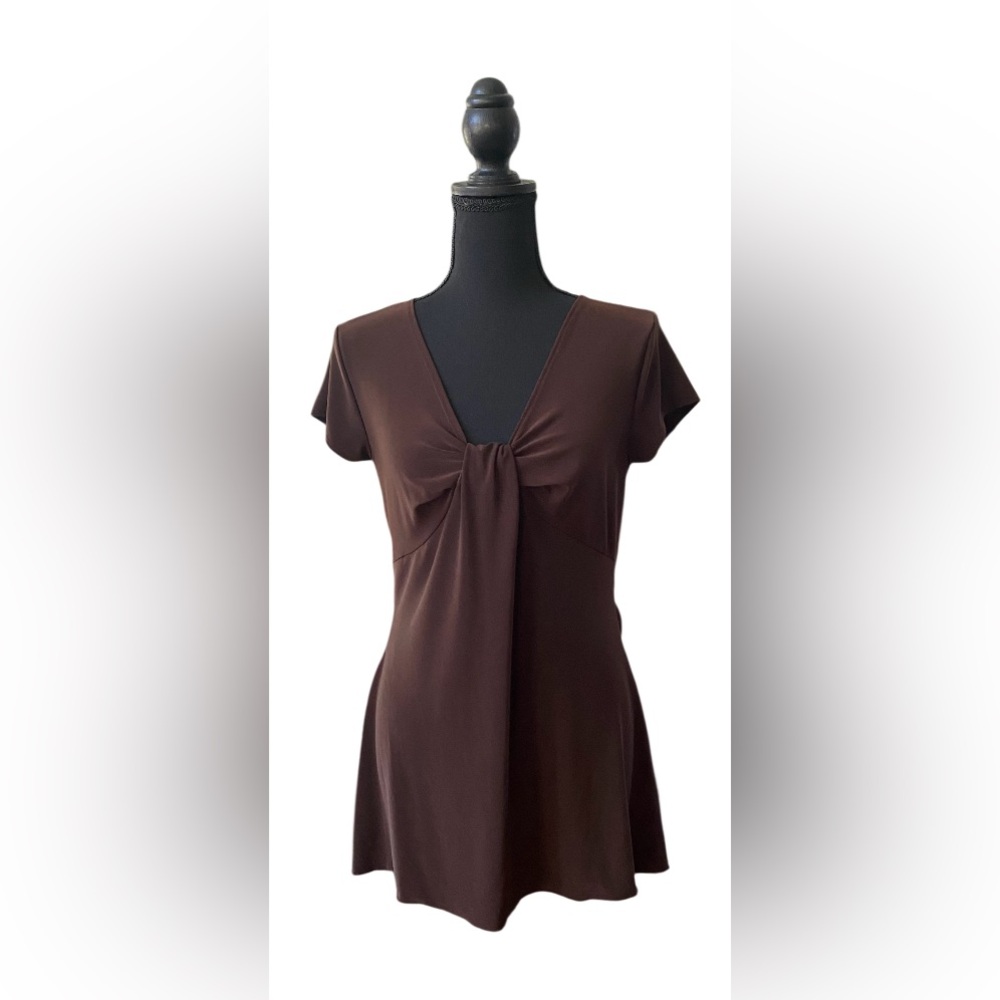 Suzie in the City: Brown Ruched Tie Front Blouse